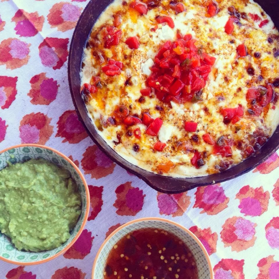 Haute + Heirloom Goat Cheese Queso Fundido with Crumbled Smokehouse