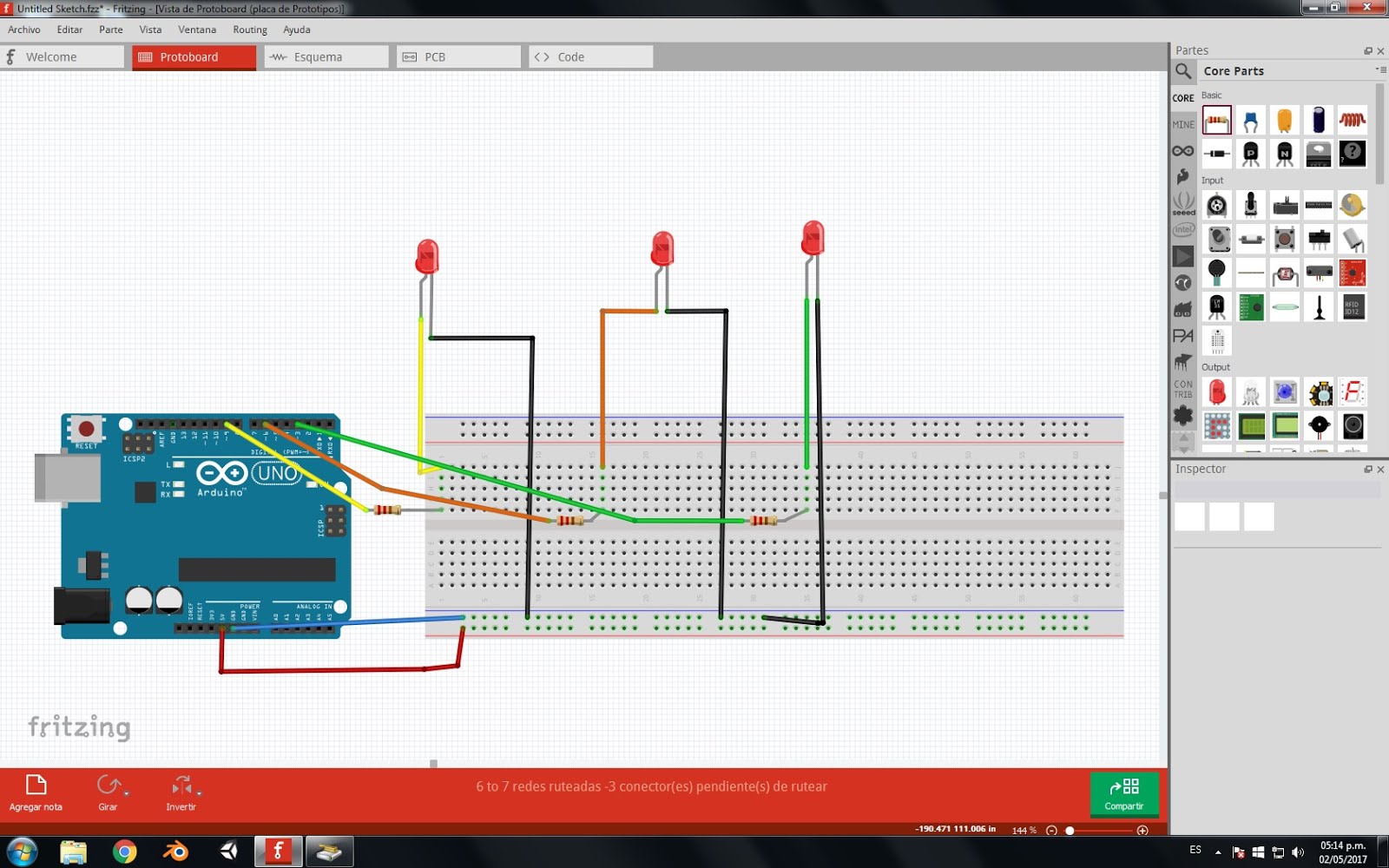 Susana García : Ejercio Arduino tres leds