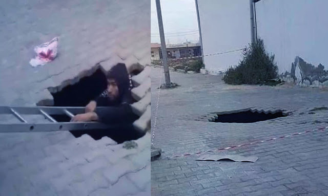 القيروان : بينما كان يمشي في الطريق العام سقط في حفرة و الحماية المدنية تتدخل (صور)