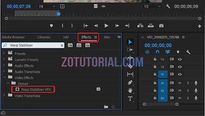Edit Video (Shaky) - Effects - Warp Stabilizer - Adobe Premier Pro