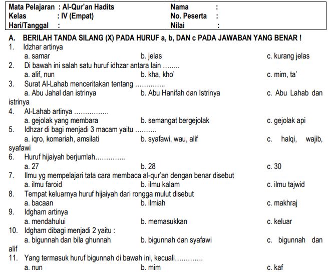 Soal Al-Qur’an Hadis Kelas 2 Semester 2: Panduan Belajar Lengkap
