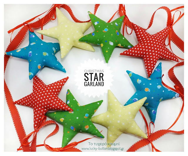 "Christmas stars garland" Χριστουγεννιάτικη γιρλάντα από υφασμάτινα αστέρια για τον στολισμό της κολυμπήθρας Διακοσμητικό παιδικού δωματίου. "Christmas stars garland" Χριστουγεννιάτικη γιρλάντα από υφασμάτινα αστέρια για τον στολισμό της κολυμπήθρας Διακοσμητικό παιδικού δωματίου.