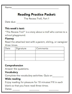 3rd grade reading homework packet image