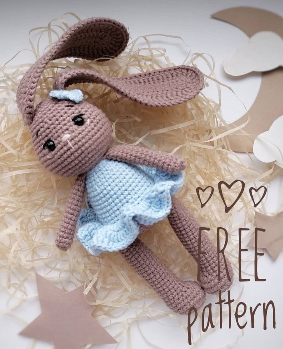 Crochet bunny in dress free pattern