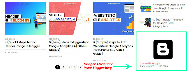 My website had "Powered by Blogger" attribution