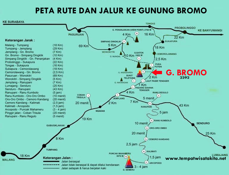 Lokasi Letak Dan Rute Menuju Obyek Wisata Gunung Bromo