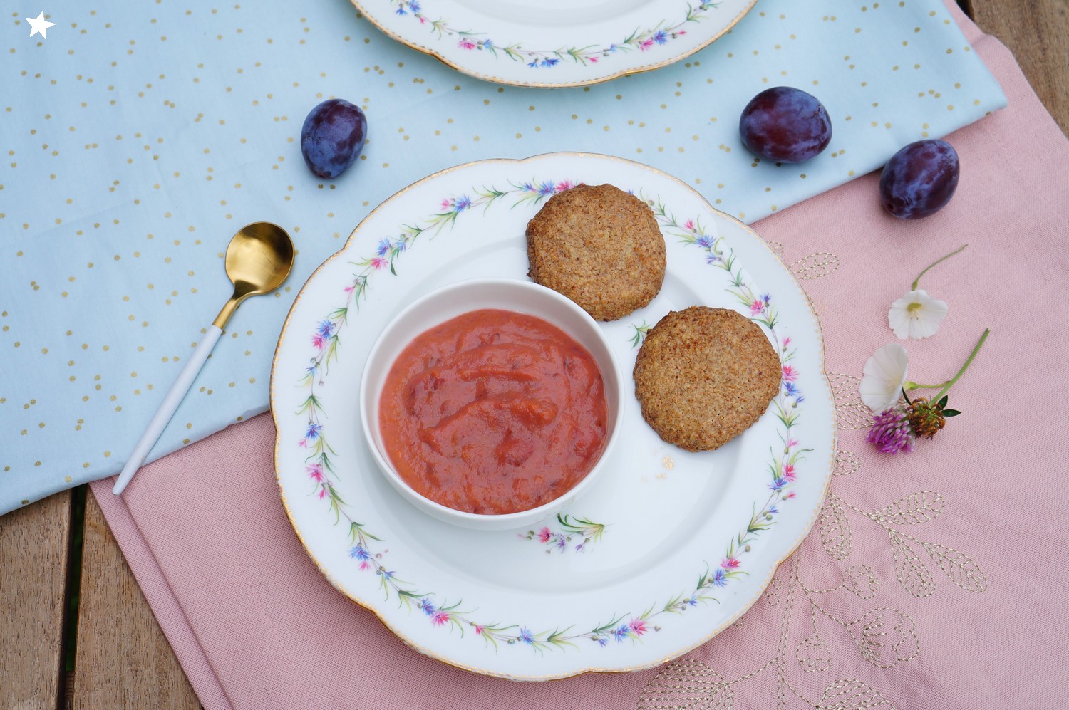 Farine d'étoiles Compote quetsches, pommes, amande (automne, vegan)