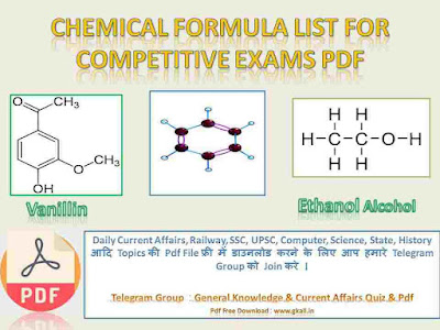CHEMICAL FORMULA LIST FOR COMPETITIVE EXAMS Pdf CHEMICAL FORMULA LIST FOR COMPETITIVE EXAMS Pdf