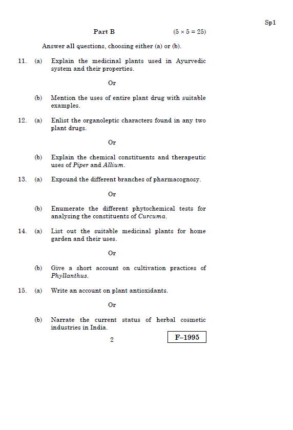 Alagappa University M.Sc Botany Elective — HERBAL BOTANY APRIL 2019