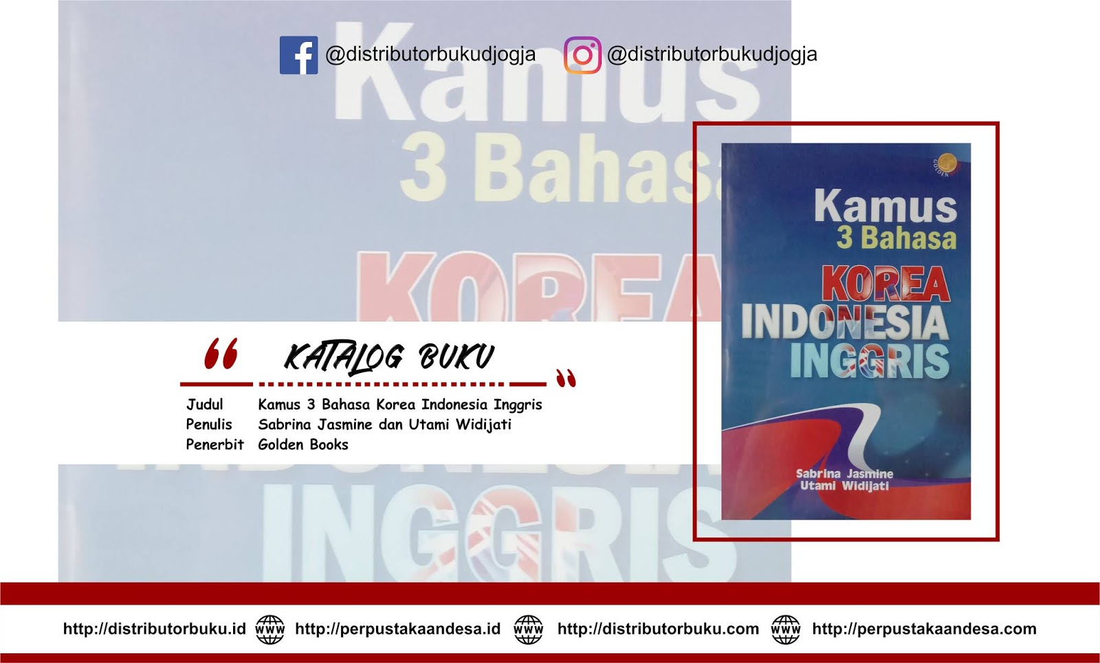  Kamus  3 Bahasa  Korea Indonesia Inggris  Distributor Buku