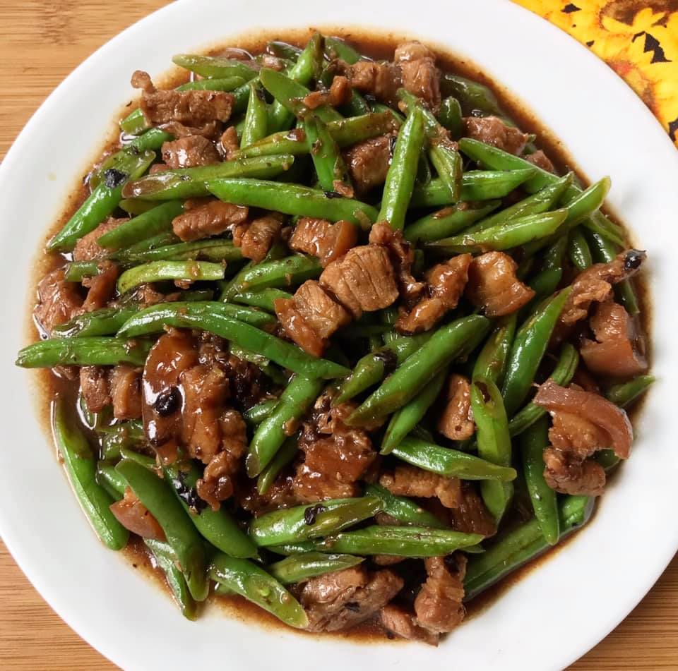 Pork and Green Beans in Black Bean Sauce (Tausi)