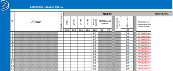 Confira este modelo de diário de classe estruturado em planilhas no Excel