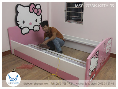 Giường 3 ngăn kéo Hello Kitty G3NK-KITTY.09 dễ thương cho phòng ngủ bé gái