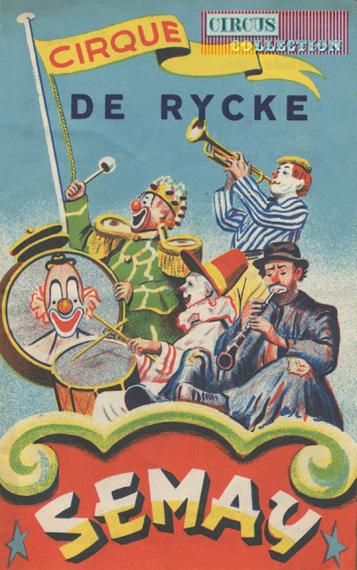 un orchestre de clown en couverture du programme papier du Programme du cirque Belge Semay de Rycke 