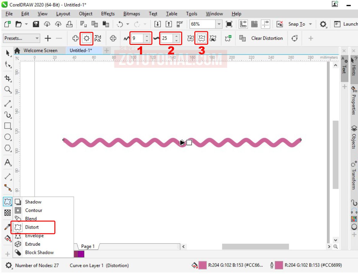 5 Langkah Membuat Pola Garis Bergelombang Di Coreldraw Wave Zotutorial