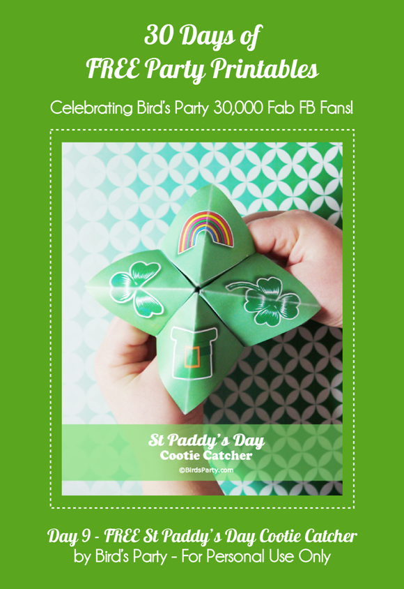 Free Printables St Paddy's Day Cootie Catchers - BirdsParty.com