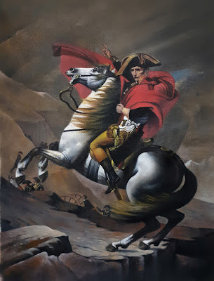 bonaparte napoleon painting, crossing of the alps most famous oil canvas painting by javed hashmi