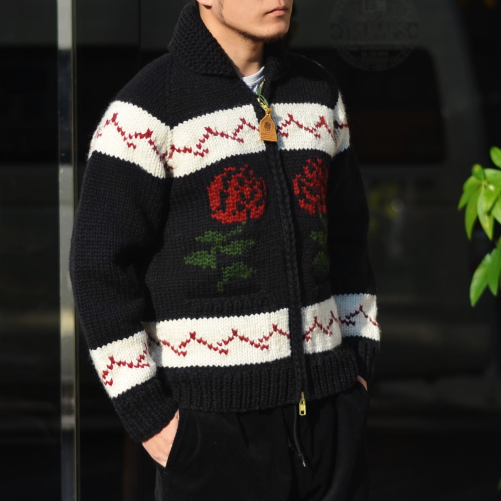 CALEE CANADIAN SWEATER カウチンニット M ブラック CALEE CANADIAN SWEATER カウチンニット M ブラック