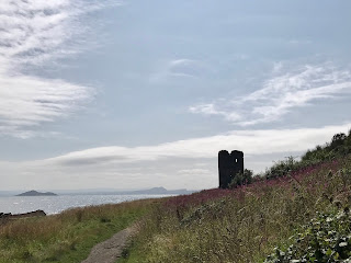 A picture of the ruins of Seafield Tower as seen from the Fife Coastal Path.  Photo by Kevin Nosferatu for the Skulferatu Project.