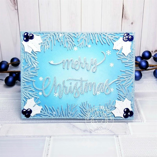 Sunny Studio Stamps: Christmas Garland Frame Dies Merry Christmas Card by Ana Anderson