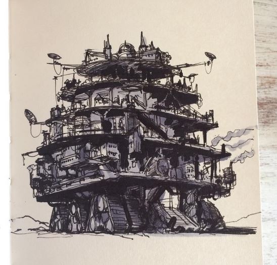 London city sketch by Jake Davies | Mortal Engines: Books & Movie