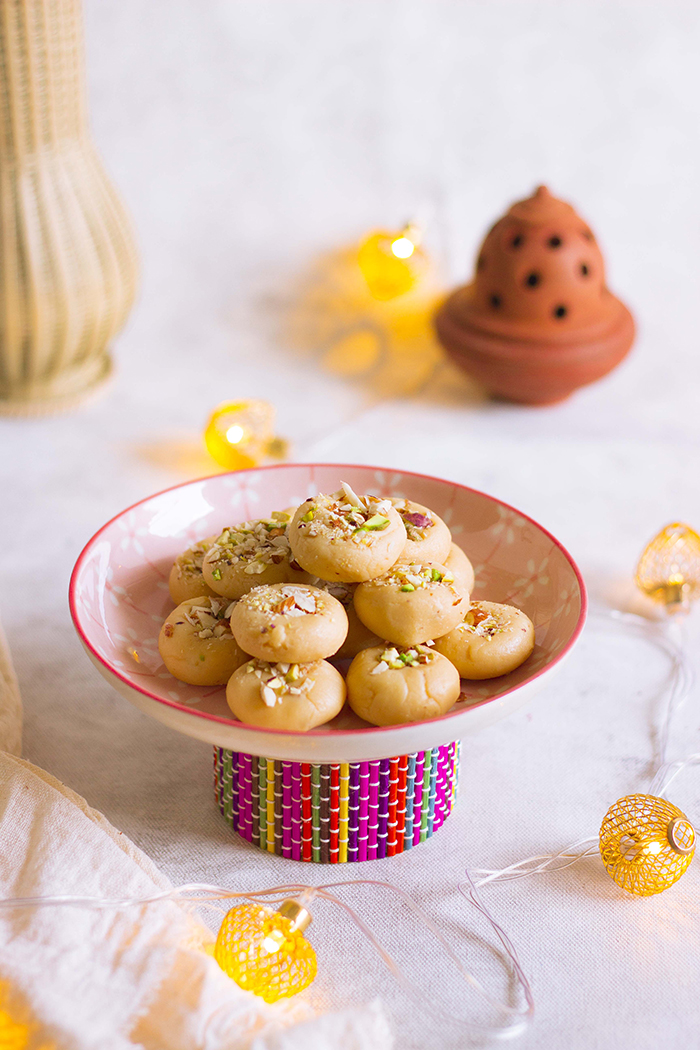 milk peda made from milk powder and condensed milk