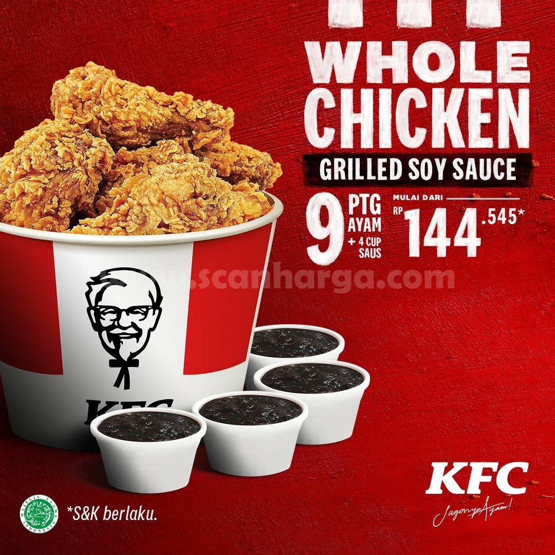 Promo KFC 9 potong Whole Chicken GRILLED SOY SAUCE Bucket harga mulai