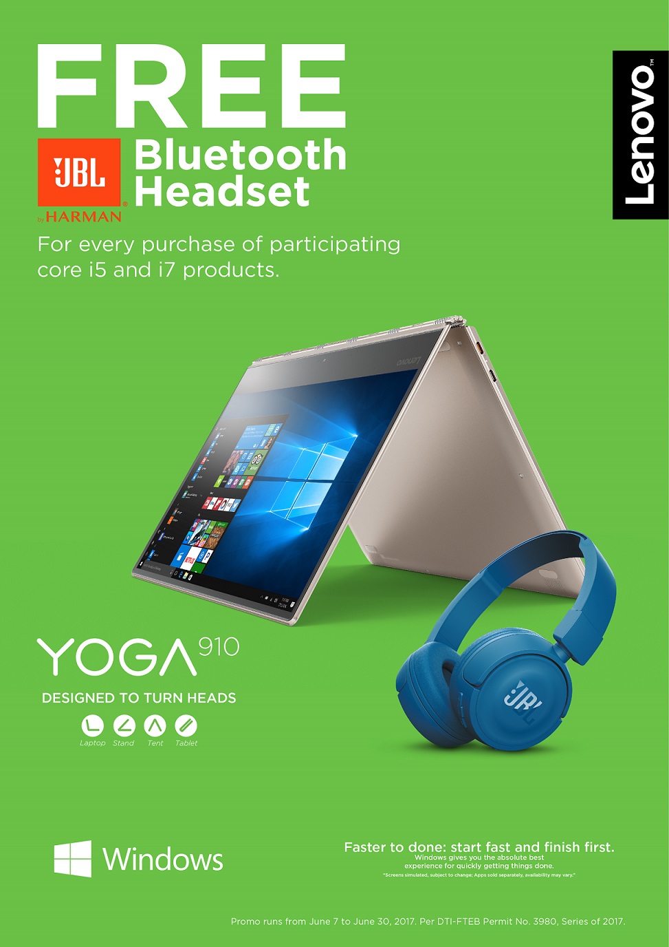 Get a free JBL Bluetooth Headset when you buy a Lenovo laptop this June