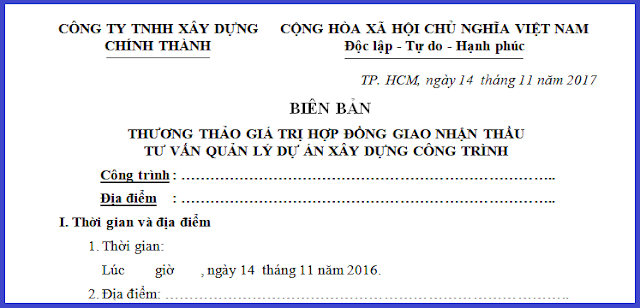 Mẫu Biên bản thương thảo gói thầu tư vấn quản lý dự án Mẫu Biên bản thương thảo gói thầu tư vấn quản lý dự án