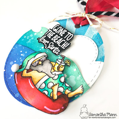 Gone to the Beach Tag by Samantha Mann for Newton's Nook, 25 Days of Christmas Tags, Distress Inks, Ink Blending, Die Cuts, Christmas, Tags, #newtonsnook #25daysofchristmastags #distressink #diecuts