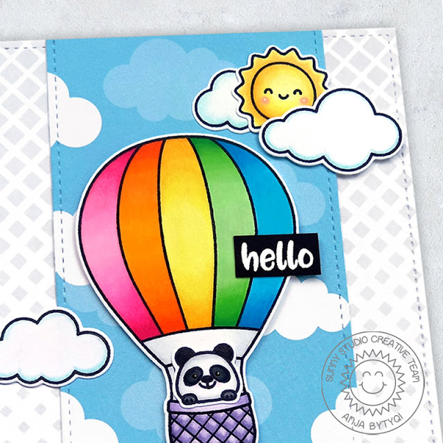 Sunny Studio Stamps: Slimline Pennant Dies Balloon Rides Fishtail Banner Dies Everyday Cards by Anja Bytyqi