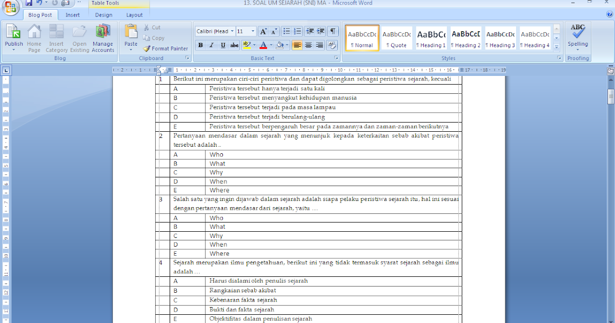 Contoh Soal Ujian Madrasah (UM) Sejarah (SNI) MA - antapedia.com