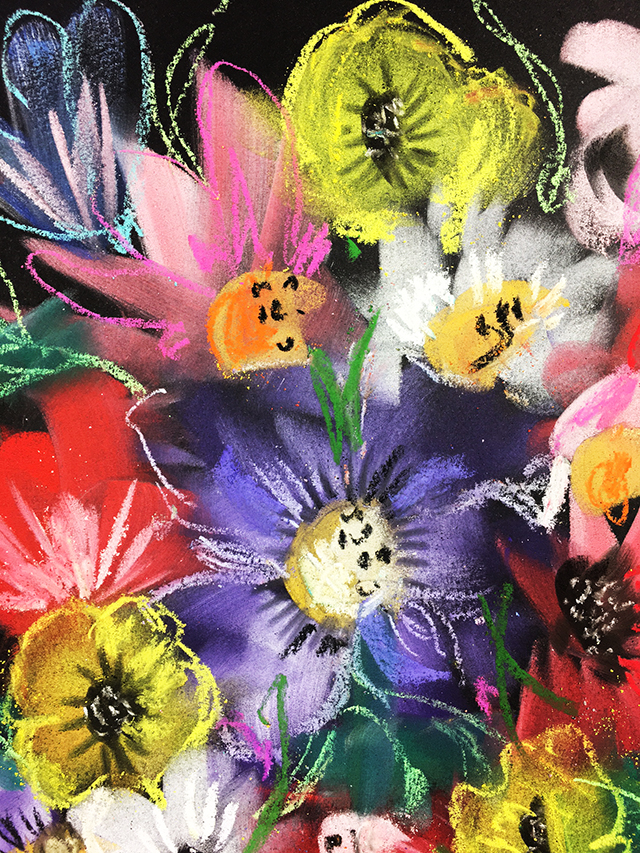a peek inside my process: pan pastel flowers