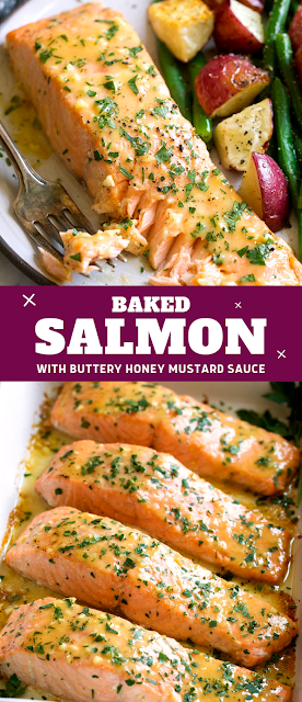 Baked Salmon with Buttery Honey Mustard Sauce