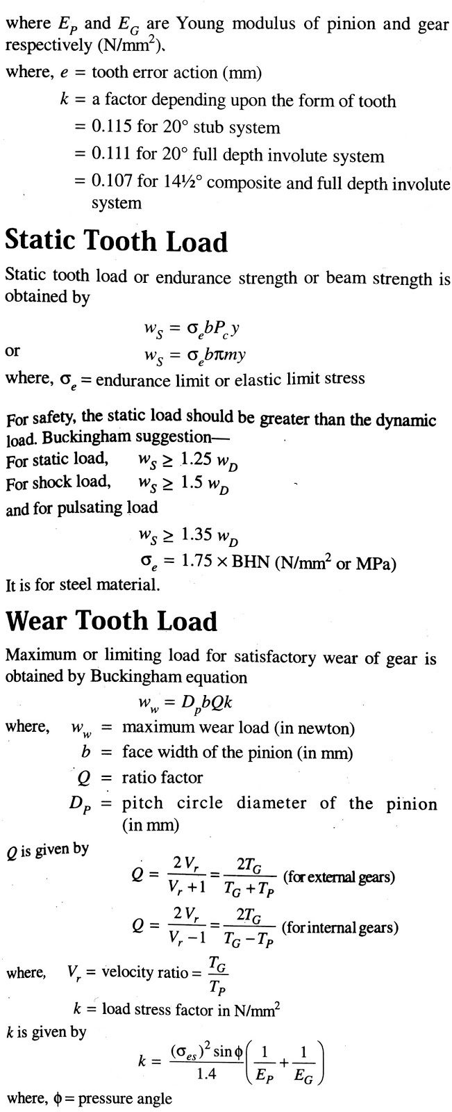 Mechanical notes Beam strength of gear teeth (Lewis equation)