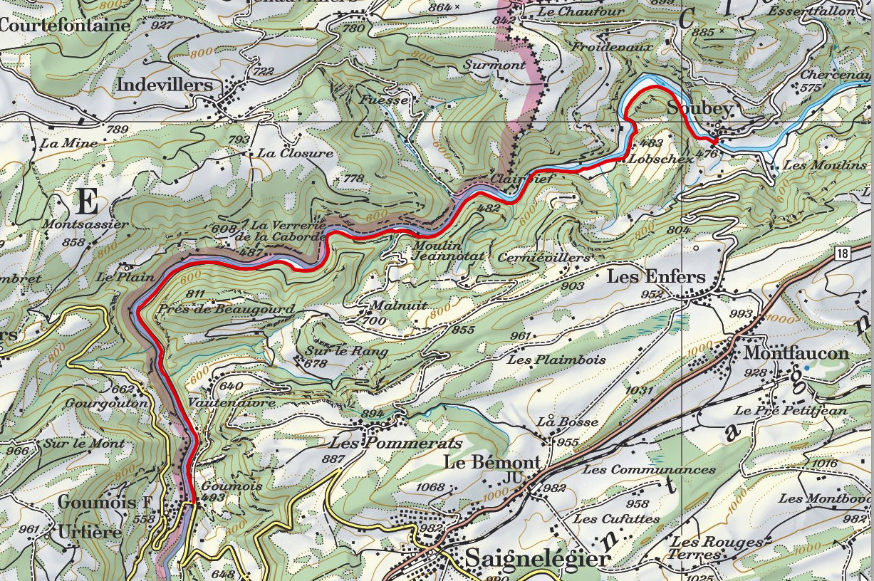 Wanderbare Geschichten Doubs zum zweiten von Goumois nach Soubey
