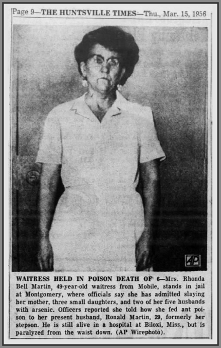 Unknown Gender History Rhonda Bell Martin, Alabama Serial Killer 1956