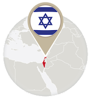 Israeli flag and map