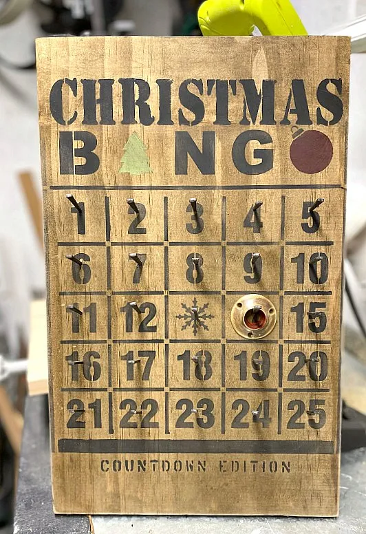 stenciled bingo advent calendar