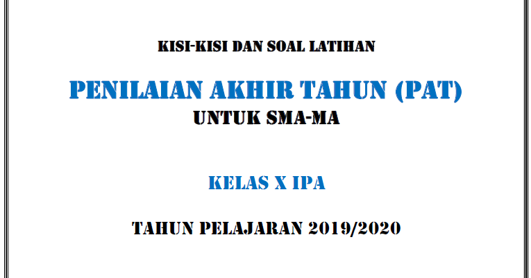 Kisi Kisi Rubrik Dan Soal Latihan Penilaian Akhir Tahun Pat Mata Pelajaran Biologi Kelas X Sma Ma Biologine Pak Mycunk