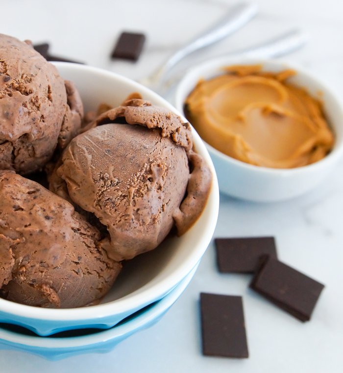 Homemade Dark Chocolate Peanut Butter Ice Cream