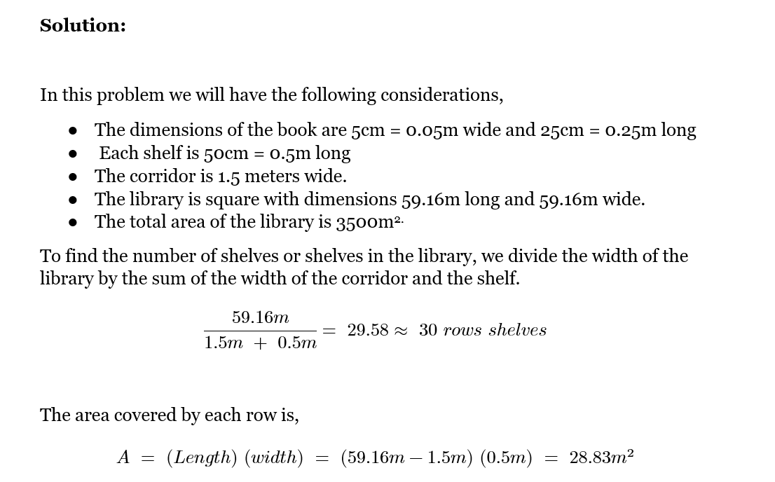 25. (II) Estimate how many books can be shelved in a college library with 3500 m2 of floor space