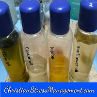 Aromatherapy carrier oils olive oil, castor oil, jojoba and sunflower oil