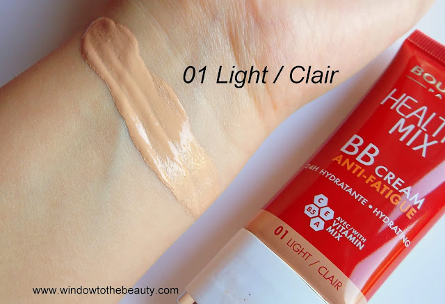 Bourjois BB Cream 01 light swatches