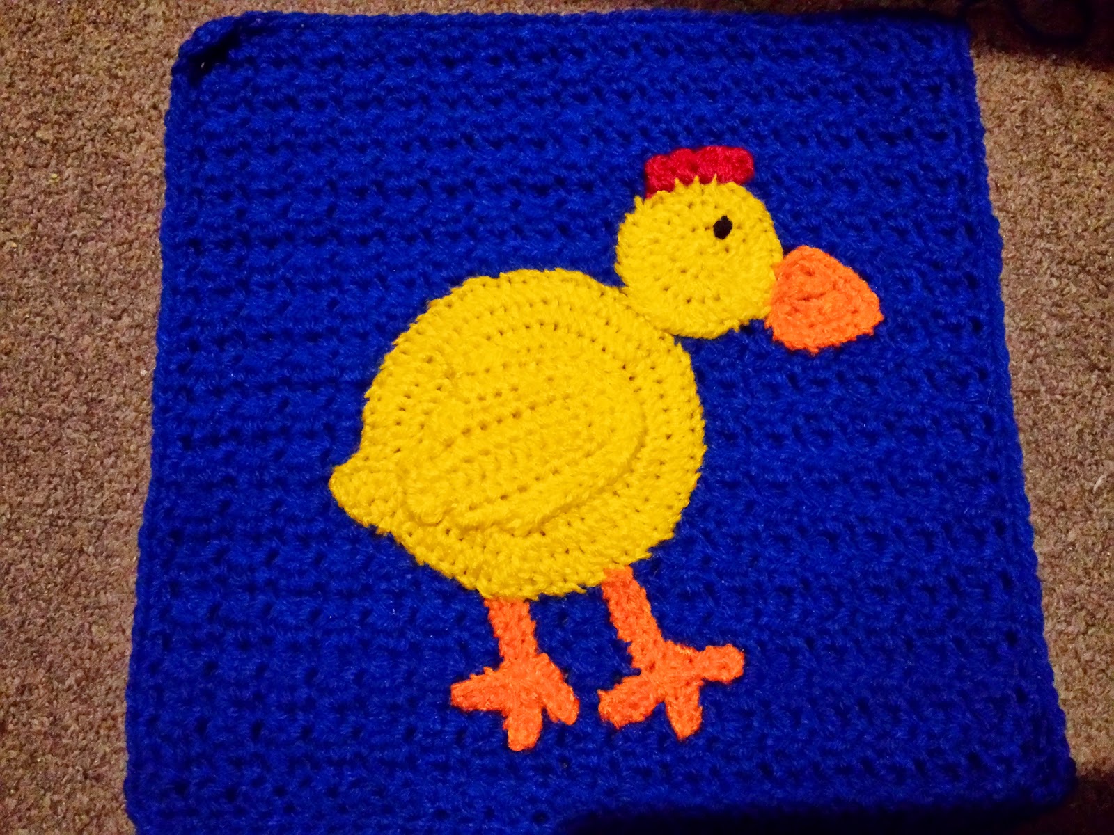 Blooming Lovely WIP Crochet Farm Animals Blanket Chicken Applique