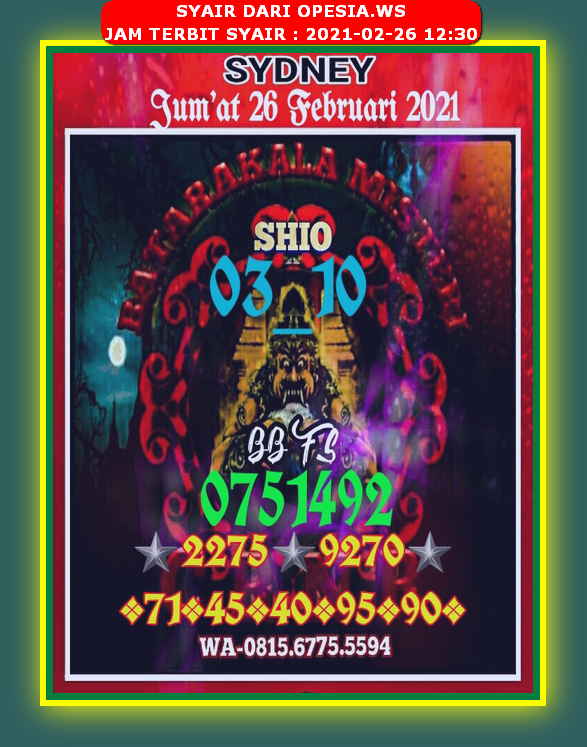 1 New Message Kode Syair Sydney 26 Februari 2021 Forum Syair Togel Hongkong Singapura Sydney