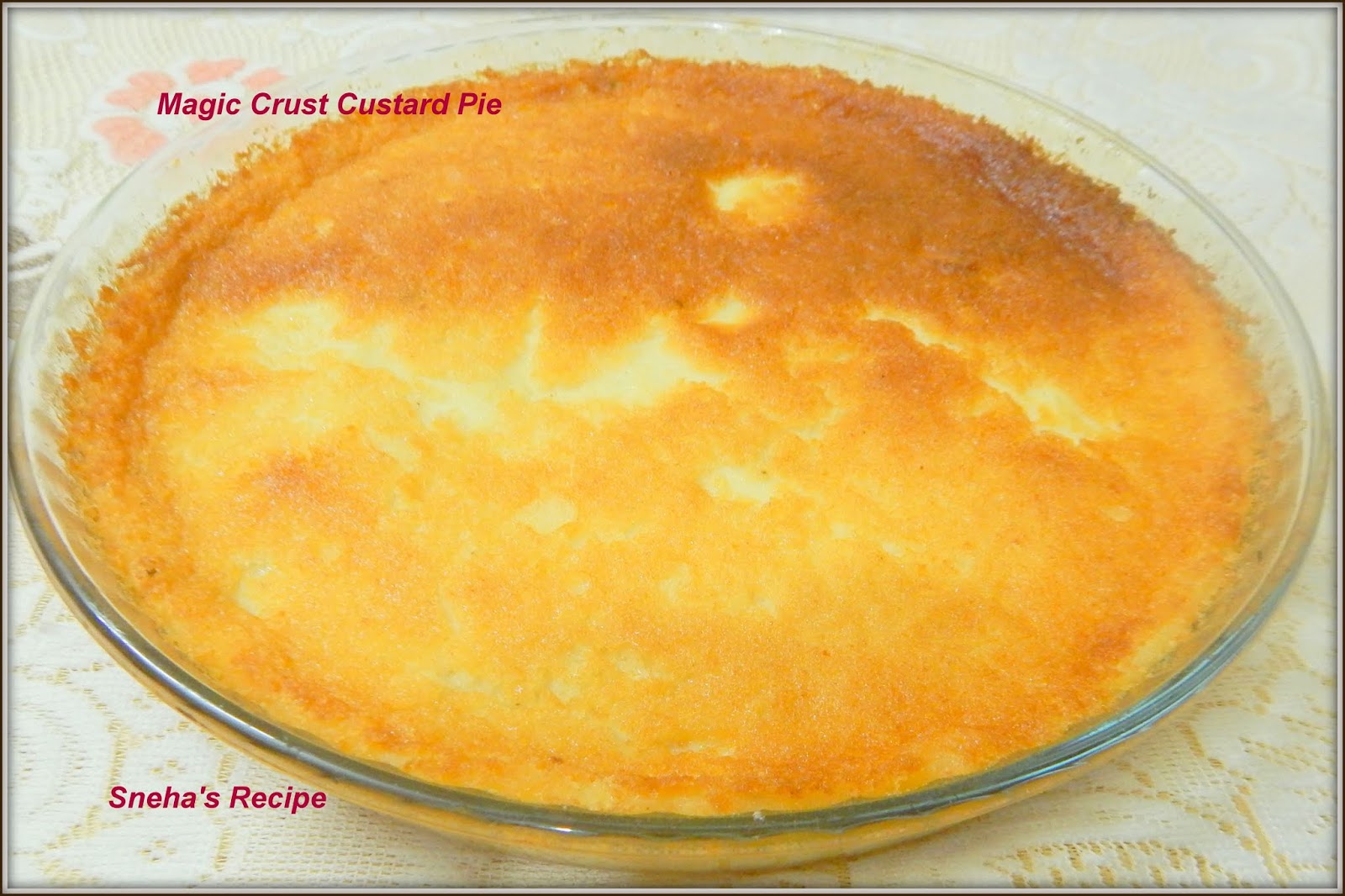 Magic Crust Custard Pie A No Fuss Baked Dessert Sneha's Recipe