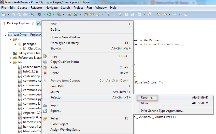 SeleniumByArun 318. Renaming the Projects and its items using