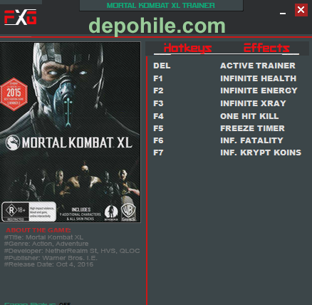 Mortal Kombat XL PC Para, Can Trainer Hilesi İndir 2021