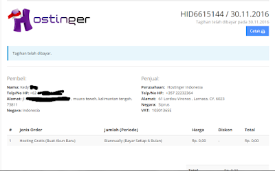 checkout hostinger sukses